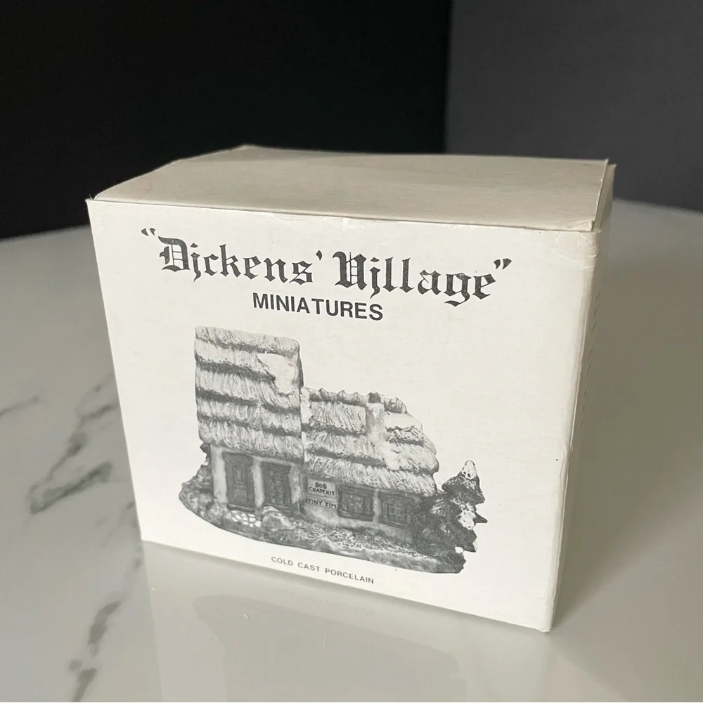 Dickens Miniatures- Bob Cratchit & Tiny Tim's Cottage - Snow Village by Dept. 56